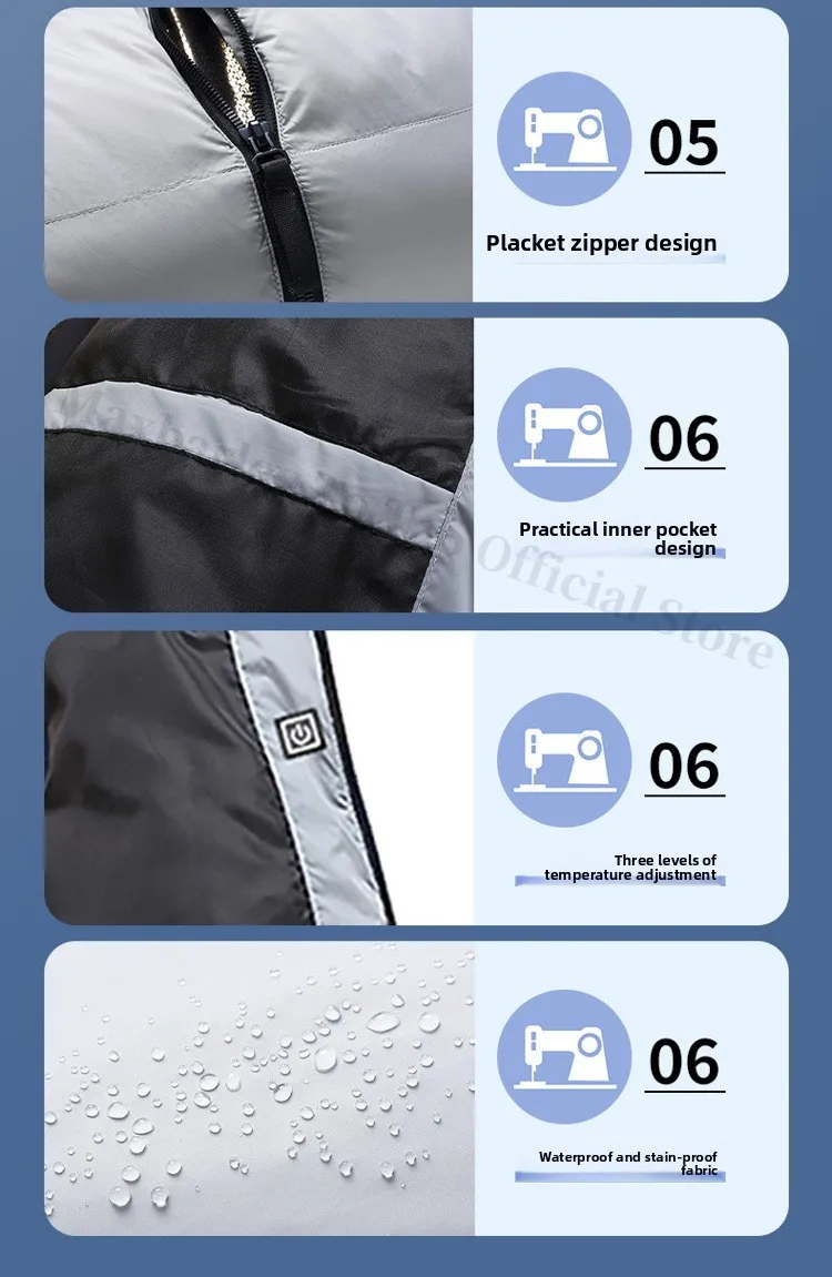 6 مناطق سترة قطن دافئة سترة التدفئة الكهربائية 2025 جديد الرجال والنساء ملابس رياضية الجرافين معطف دافئ USB التزلج سترة دافئة