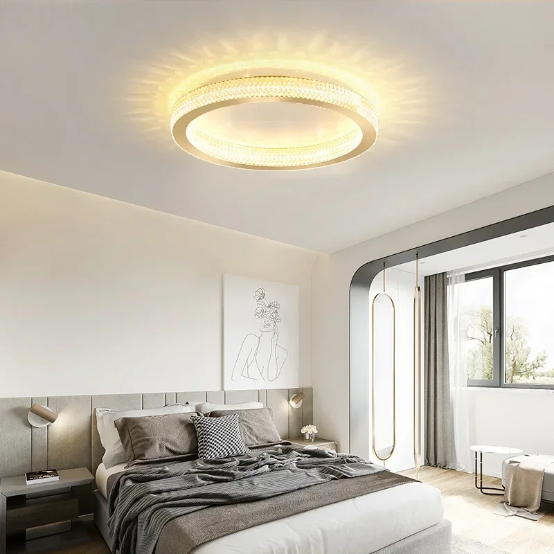 Nordic Modern Minimalist Bedroom Round Crystal Ceiling Lamp Luxury Master  Led Warm Indoor Lighting For Home image 3