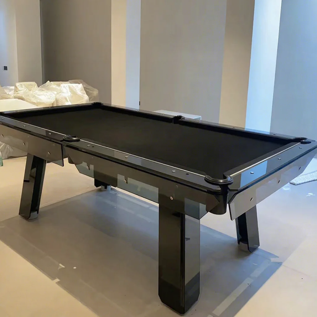 Factory Direct Luxury Modern Designer 8ft Snooker Billiard Glass Table Customized Durable Slate Glass Pool Table for Home 9 Ball