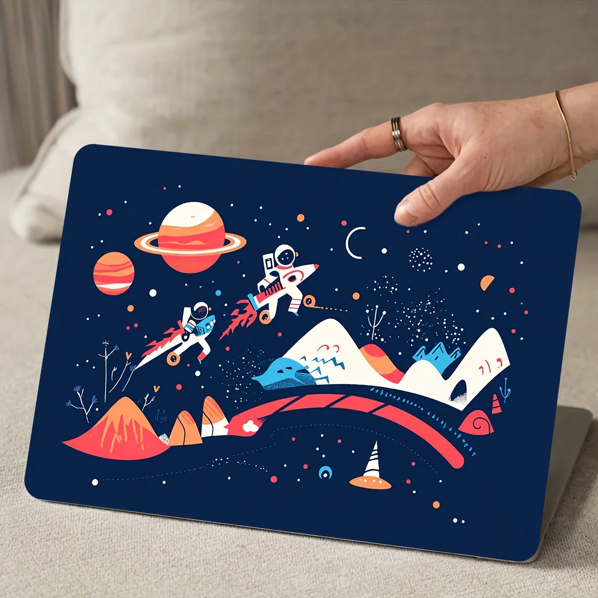 2 Pack Pattern Laptop Art Space Decal Case Universal Netbook Skin Sticker Non-reusable Laptop Skin Sticker Decal