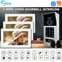 2 Wire BUS Video Intercom Doorbell Camera 1080P 7/10 Inch Touch Monitor With RFID Card Access Doorphone System For Home Villa