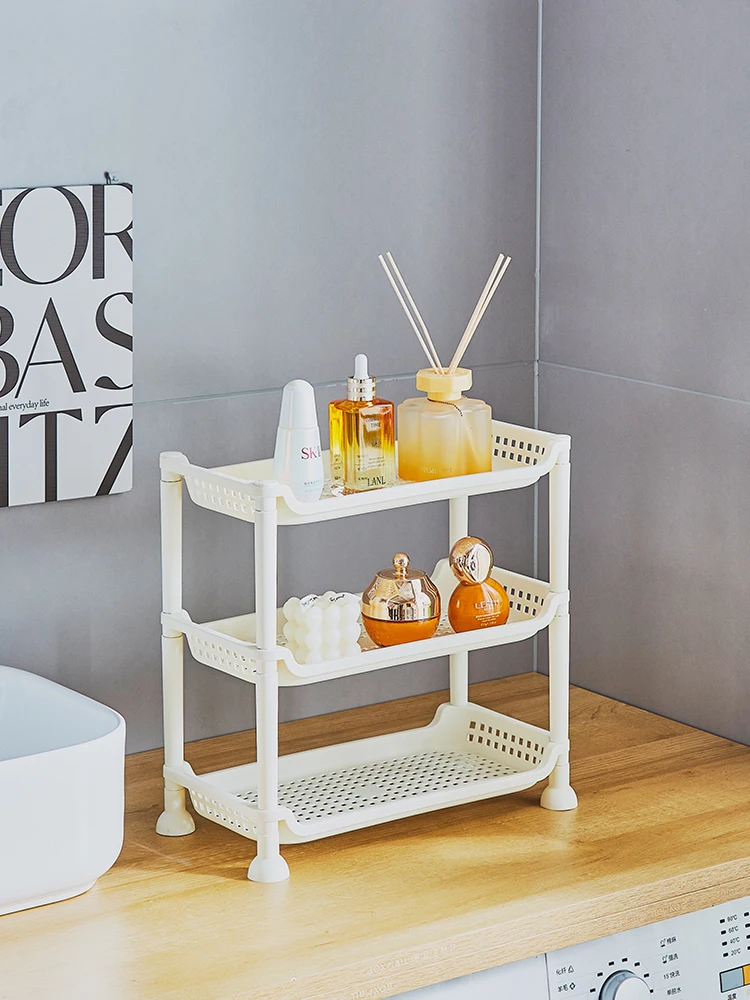  Kitchen Bathroom Plastic Stand Multi-layer Desktop Organizer Rack Cosmetic Display Storage Shelf Non-installation Feature