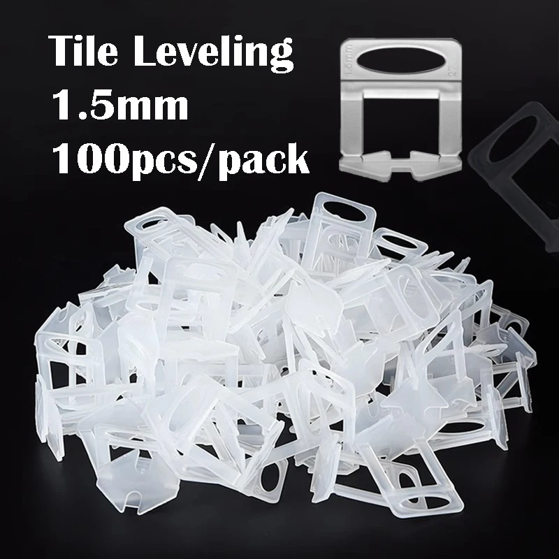 

100PCS 1.5mm Tile Leveling System Clips PE Material Spacers for Ceramic Wall Tile Leveling Construction Tools