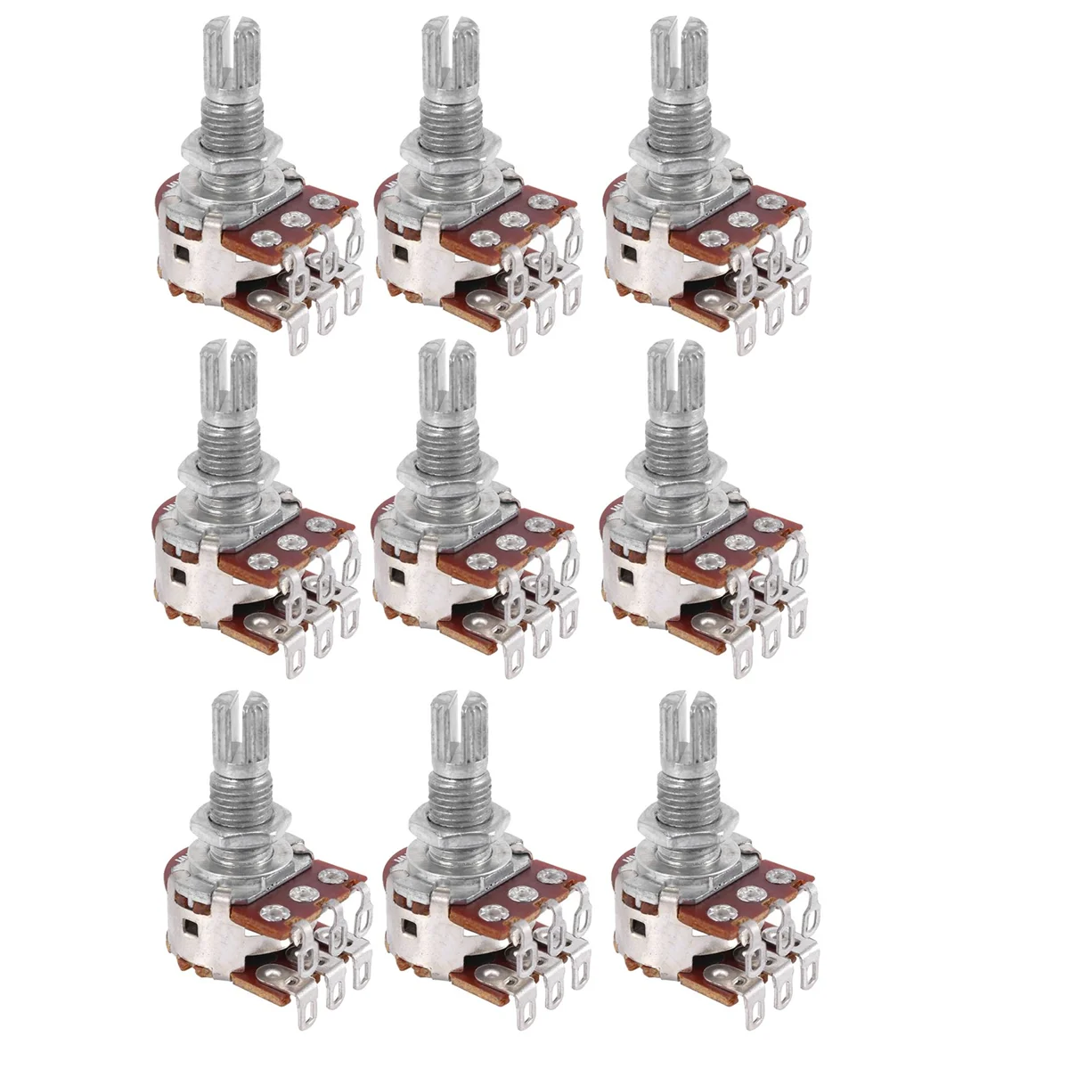 A77I 9 Pcs Double Balance Stacked Knurled Stalk Guitar Bass Volume Tone Control Pots Potentiometer Switch MN25K