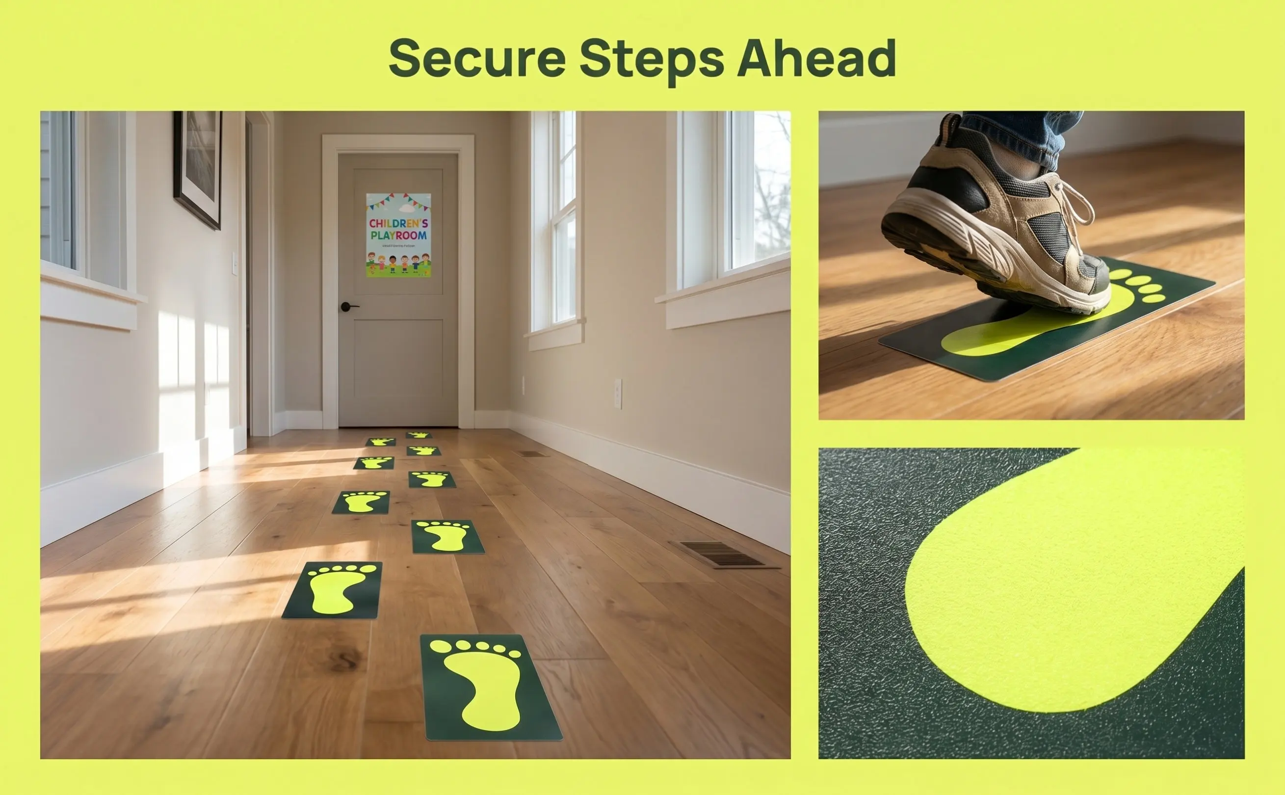 12Pcs Luminous Footprint Floor Stickers PVC Waterproof Matte Anti-Slip Removable Self-Adhesive Decals for Emergency Exit