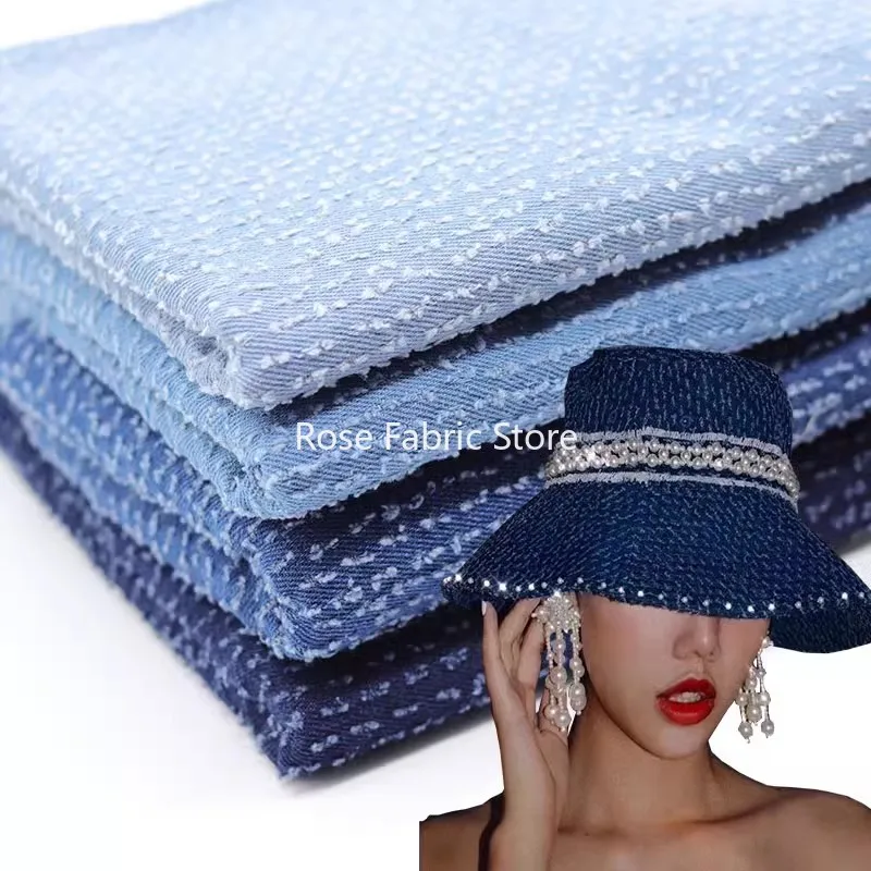 1 meter Broken Hole Washed Soft Denim Fabric Sewing Hat Coat Jackets Pants Fashion Fabrics Tissus