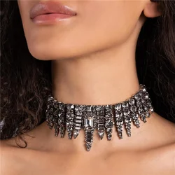 INS Fashion Crystal Pendant Necklace Clavicle Chain Ladies Punk Hip Hop Sexy Shiny Zircon Choker Exquisite Holiday Jewelry Gift