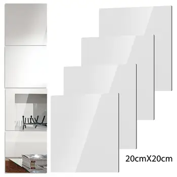 4/8Pcs Acrylic Mirrors Set Self Adhesive Mirror Tiles 2mm Thick Flexible Unbreakable…