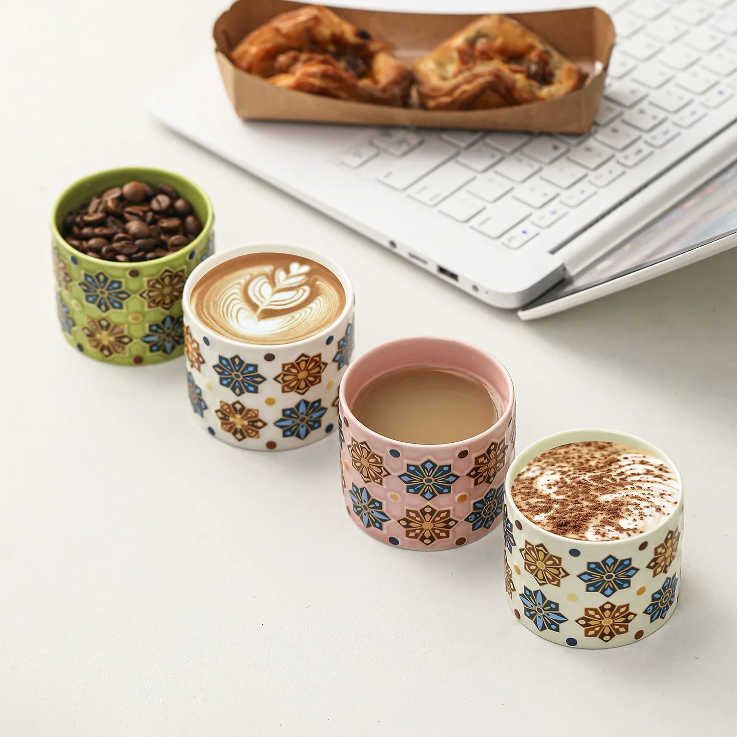 Tazas de té pequeñas de Oriente Medio, tazas huecas de cerámica con estampado de estrellas, tazas de café de diseño en relieve, tazas de café turcas, 1 ud.
