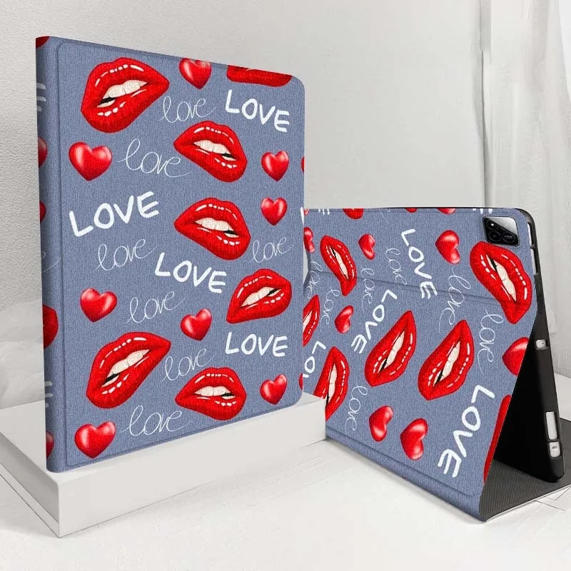 Luxurious lip pattern For Xiaomi Redmi Mi Pad 4 5 6 6s 7 8 SE Pro 2 11 Plus Max 12.4 11 11.2 12.5 8.7 inch Tablet Case