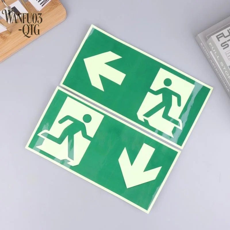 New Luminous Exit Sign - Emergency Evacuation Safety Wall Decal, Photoluminescent Fire Evacuation Indicator with Green Border