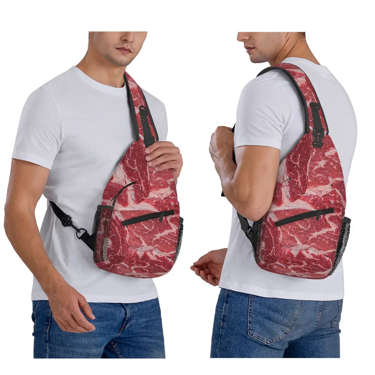 

Meat Chest Bag Men Sling Crossbody Backpack Chest Bag Traveling Hiking Daypack Shoulder Bag