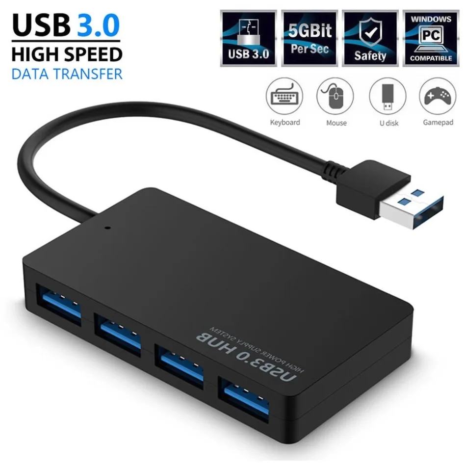 USB 3.0 Hub High Speed 4 Ports HUB Adapter Data Cable Splitter Expander Support Multi Systems Plug and Play Multi USB Adapter