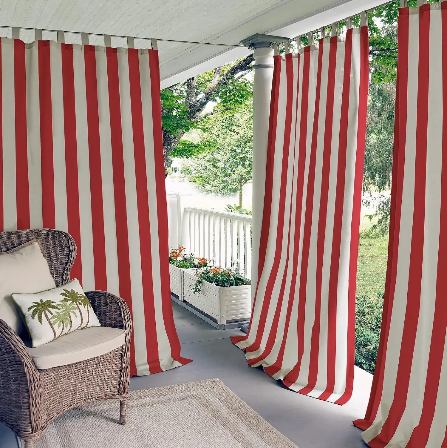 Red Stripe Indoor Outdoor Curtain Panel Fifty Inches By Eighty Four Inches