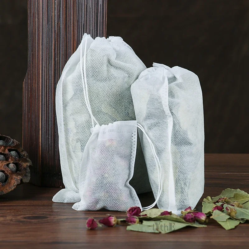 100Pcs Large Disposable Teabags Tea Filter Infusers 15x20/20x30cm Tea Empty Bags Non-woven Fabric Drawstring Seal Bags