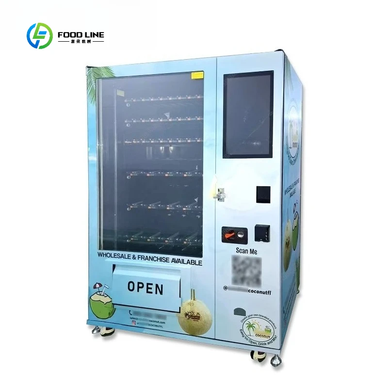 FL Wholesale Coconut Vending Machine for Coconut Sales Supports All Payment Systems, Includes Refrigeration Elevator Customized