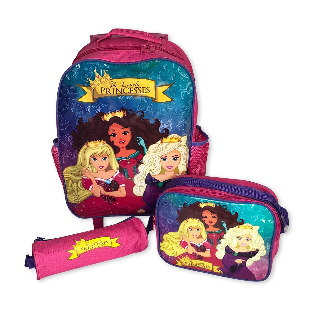 Pink Princesses 3-piece School Children's Backpack Kit