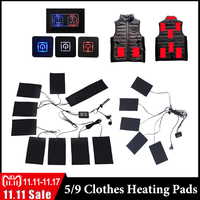 5/9 In 1 USB Electric Heated Jacket Heating Pad Outdoor Themal Warm Winter Heating Vest Pads For DIY Heated Clothing dropship