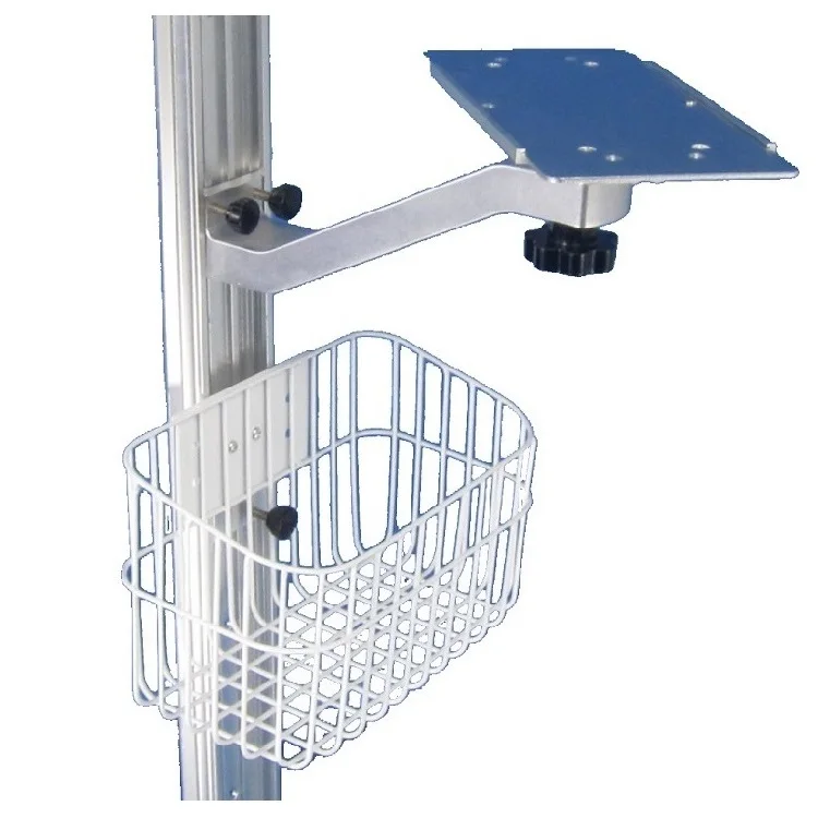 Single Monitor Wall Mount Adjustable Fits,Aluminum Alloy S Shape Mount, Device Stand with Storage Basket