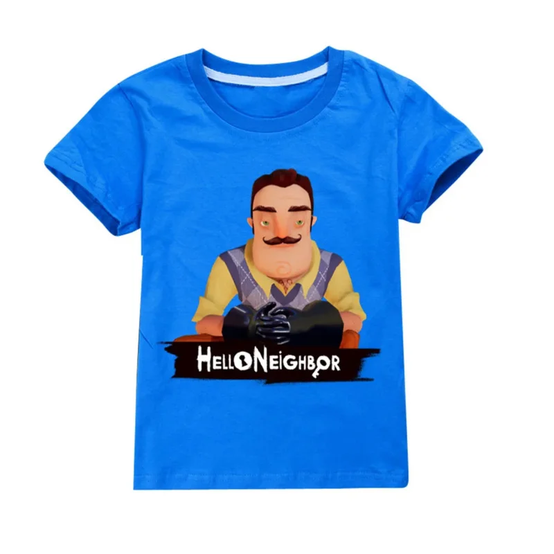 Hot Sale Hellos Neighbors Printing Cartoon Kids T-Shirts Funny Game Girls Clothes Baby Boys T Shirt Summer Casual Children Tops