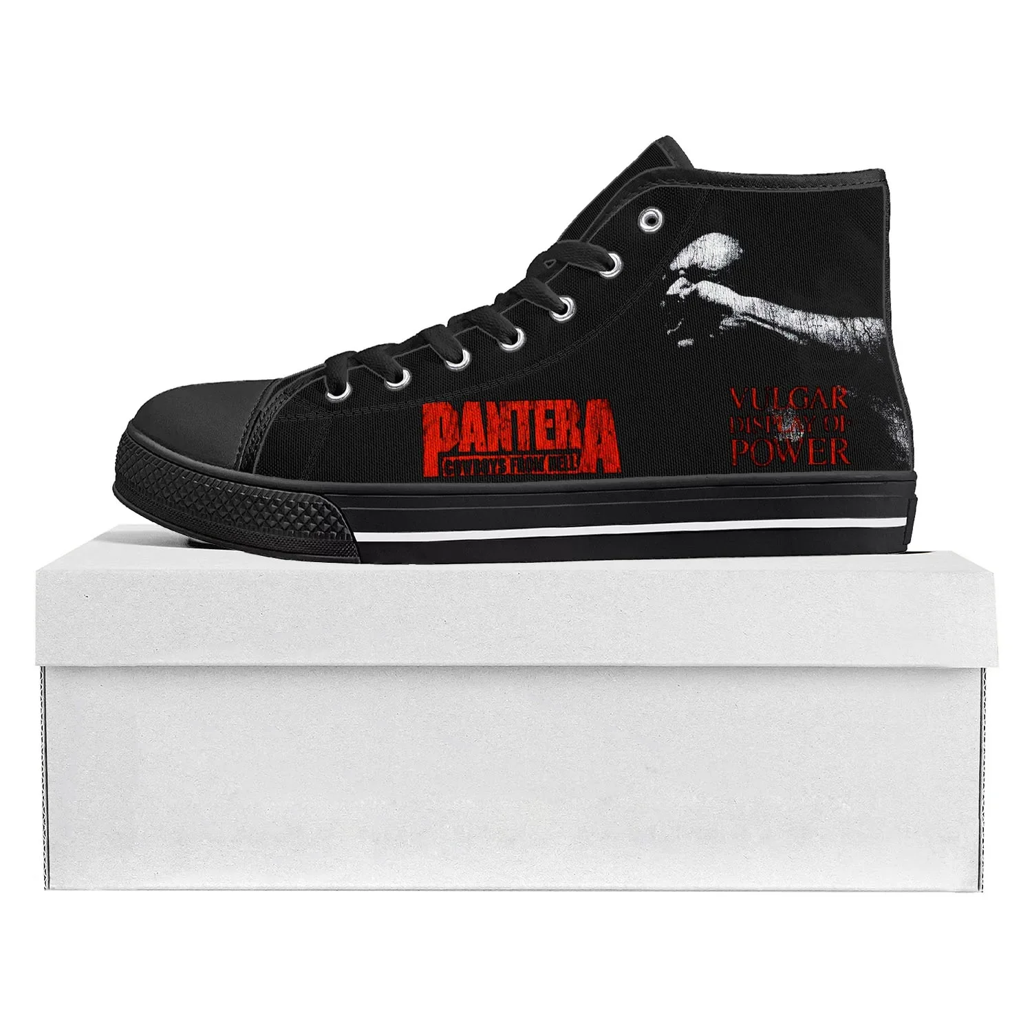 Pantera-Zapatillas de lona para hombre y mujer, zapatos informales de alta calidad con banda de Metal Pop, personalizados, color negro