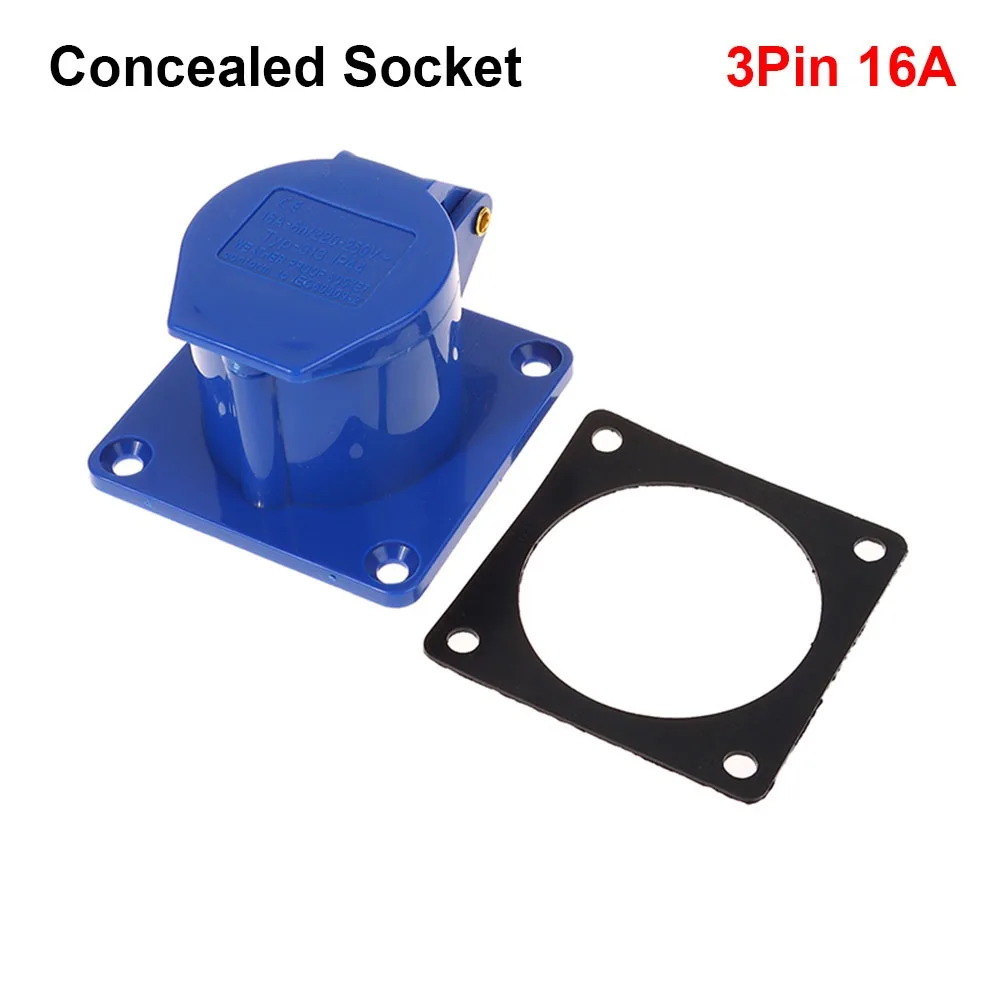 1Pcs 220V Industrial Waterproof Plug 2P+Earth IP44 Splash Proof Industrial Socket Connector 3Pin 16A PP Copper Contact