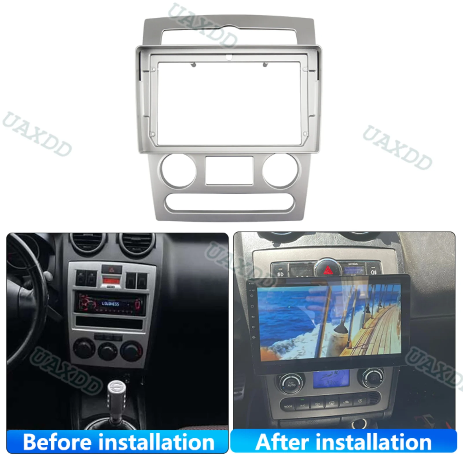 For 2004-2006 Hyundai Rohens Coupe 9INCH 2 Din Interior Kit Panel Center Car DVD Android Frame Dashboard Harness Adapter Canbus