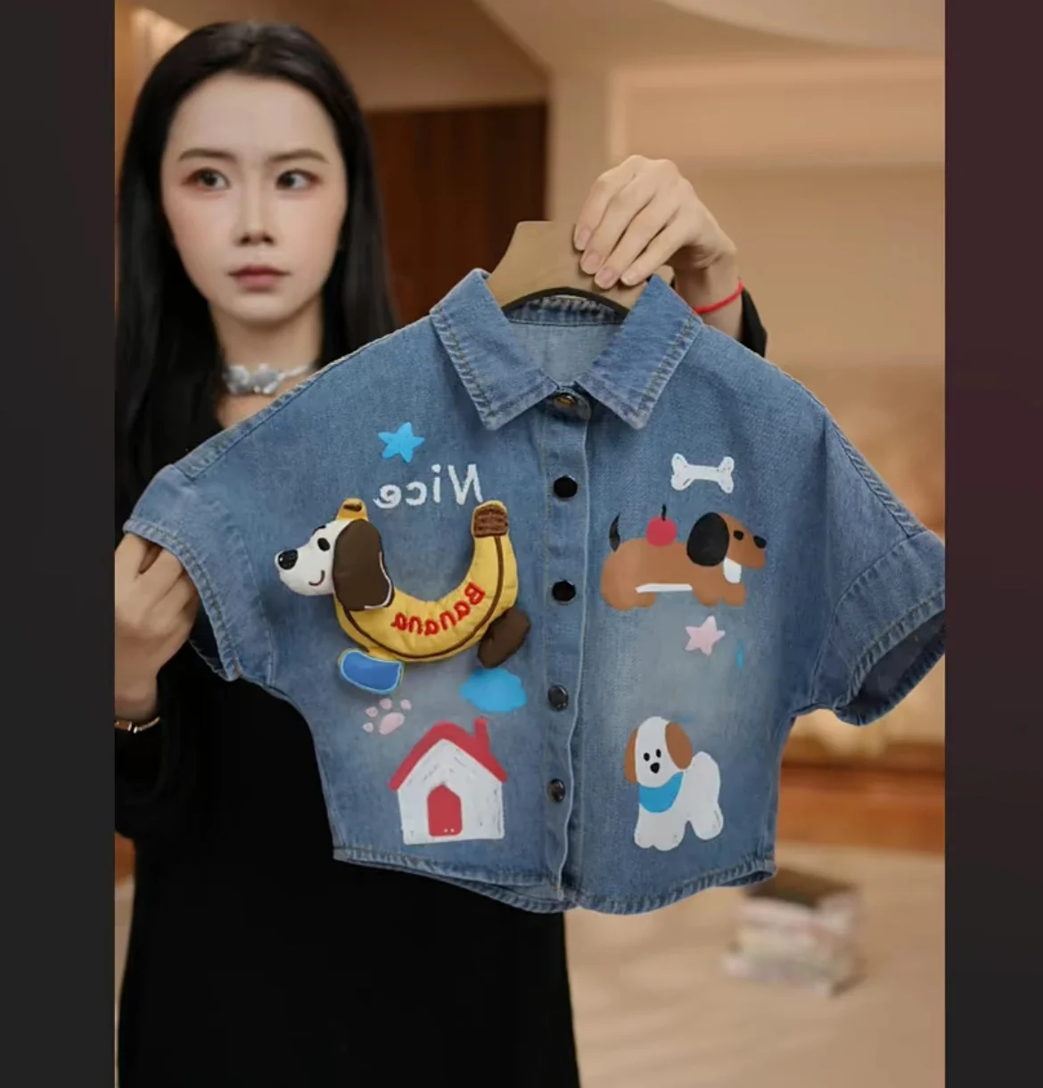 summer-2026-kids'-denim-jacket-unisex-cartoon-doggies-casual-style-cotton-100-outerwear-fashionable-korean-version