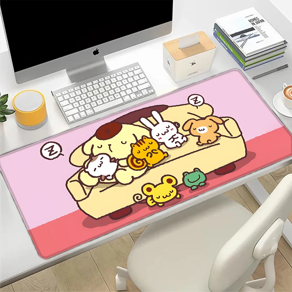 Imagem -02 - Sanrio Pompompurin Cartoon Mousepad Impressão hd Gamers de Computador Bloqueio Edge Non-slip Mouse Pad Teclado pc Mesa Xxl90 x 40cm