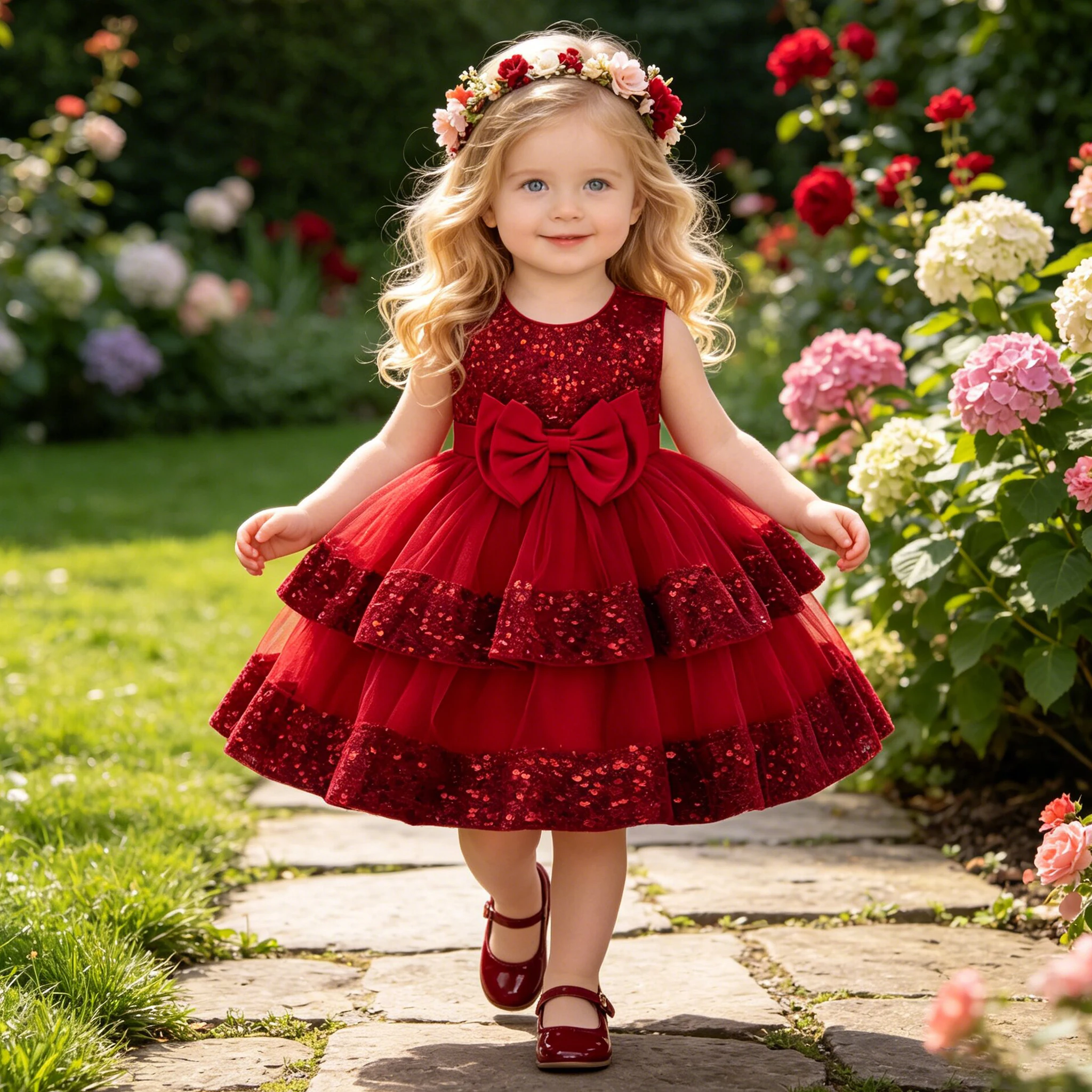 Elegantes Pailletten-Party-Baby-Mädchen-Kleid, Kleinkind, Tüll, 1. Geburtstag, Hochzeit, Taufe, Prinzessinnenkleid für Mädchen, Schleife, Weihnachten, Abendkleid