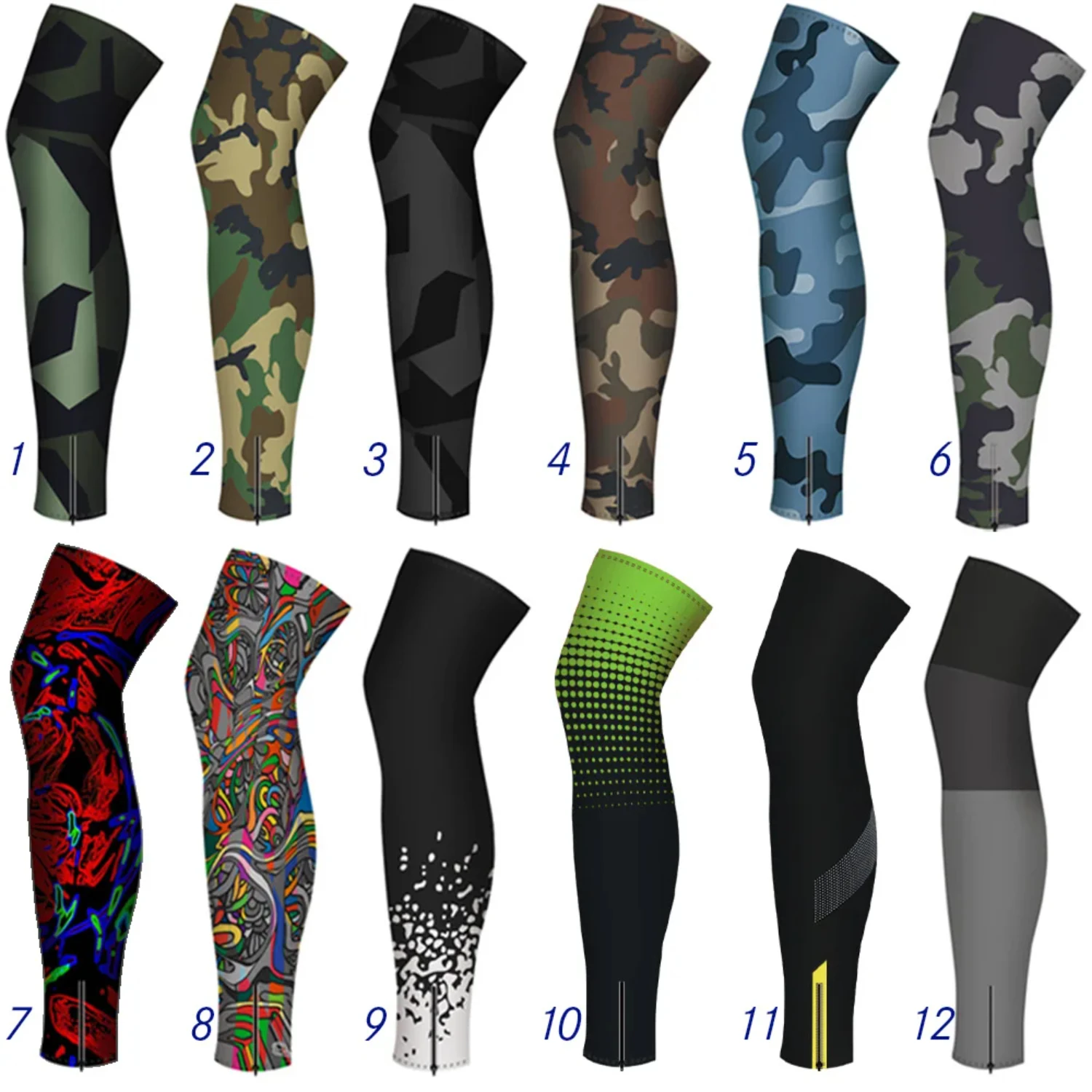 Outdoor Camo Cycling Hiking Leg Sleeve, UV Sun Windproof, Warm Bike Anti-slip, Basketball Riding, Bicycle Protect Sport Cover