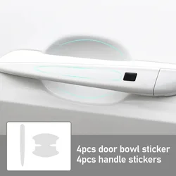 8PCS Car Bumper Door Bowl Stickers Door Handle Protection Stickers Invisible Transparent TPU Handles Decorative Supplies