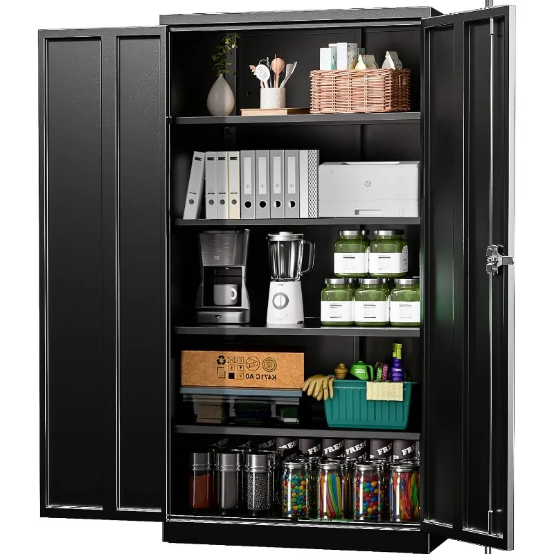 

Metal Storage Cabinet, 72 Inch Steel Lockable File Cabinet with Locking Doors and Adjustable Shelves