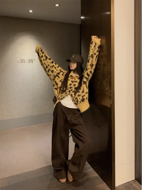 

Sweaters Jumpers Cardigans Womens Cardigan Unisex Oversized Blending Contrast Piping Coffee Sexy Urban Modern Street Fashion Ins