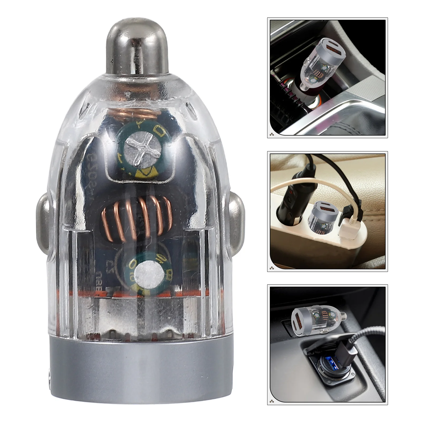 

Dual Port Car 120W Mini Transparent Fast Charging USB Adapter for Multiple Devices on The Go Vehicle Charging Solution