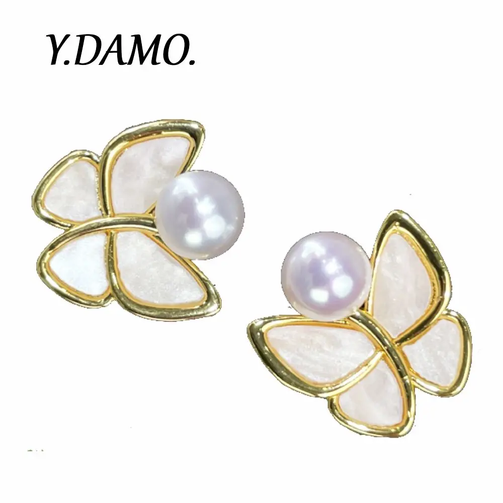 

Damo Fashion Quality Butterfly Flower Earring With Freshwater Pearl Romentic Cute Women Earrings Luxury Design Jewelry Fine Gift