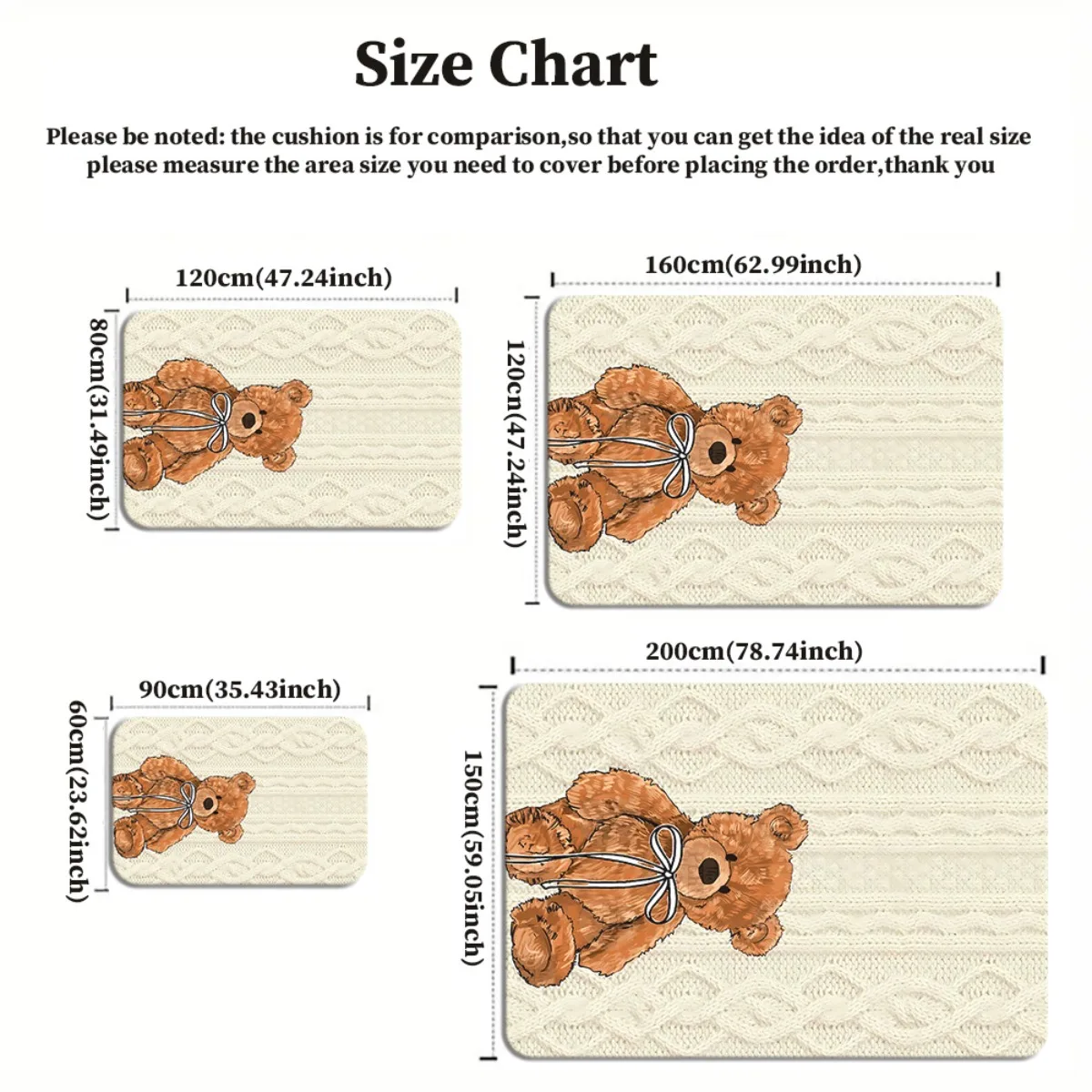 سجادة مخملية كريستالية لطيفة على شكل دمية دب بتصميم حيوانات كرتونية ديكور غرفة الأطفال سجادة أرضية ناعمة منفوشة لتزيين منزل حضانة الأطفال #3
