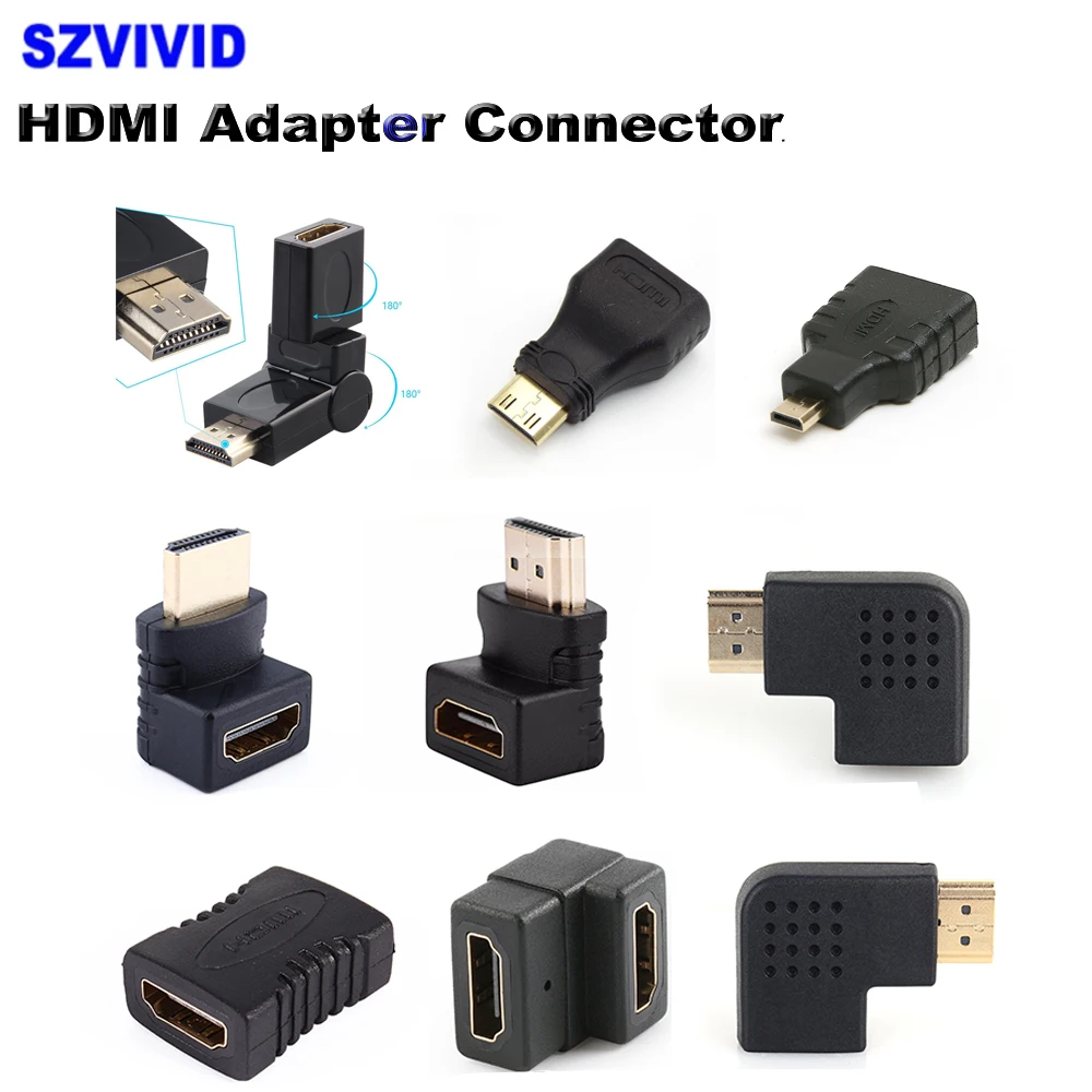 HDMI Connector Adapter 90 270 Degree Right Angle Male to Female Converter 4K HD Connector Mini Micro HDMI-Compatible Extender