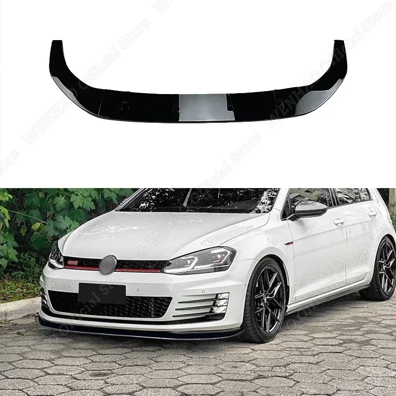 Car Front Bumper Lip Splitter Spoiler Diffuser Body Kit Tuning For VW Golf MK7 GTI R Rline 2013 2014 2015 2016 Gloss Black ABS