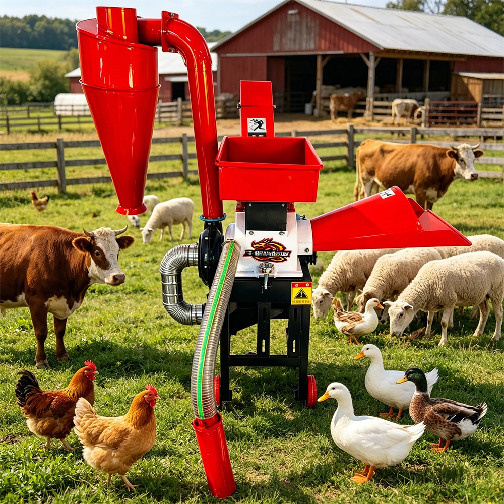 Multifunction Chaff Cutter Machine Grass Cutter Silage Chopper Grain Grinder Fodder Cutter with Cyclone for Livestock Farm