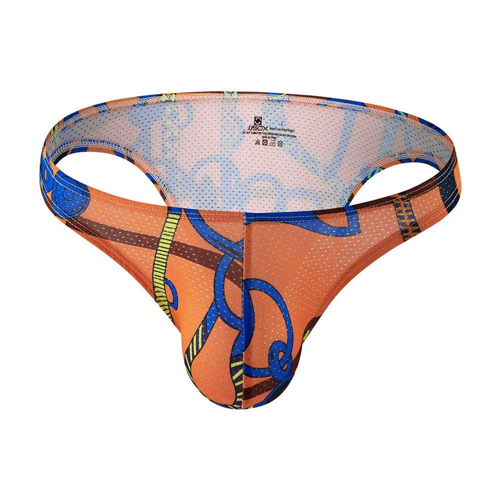 Slip con stampa Slip da uomo bianco/arancione/nero/arcobaleno/blu con stampa Slip intimo perizoma stringhe G traspiranti