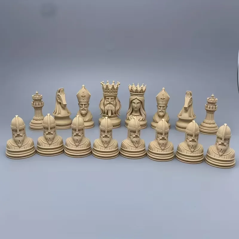 16 Pcs Choose Carved Chess Set, Three-dimensional Modeling Craftsmanship Is Meticulous Desktop Decorative Ornaments
