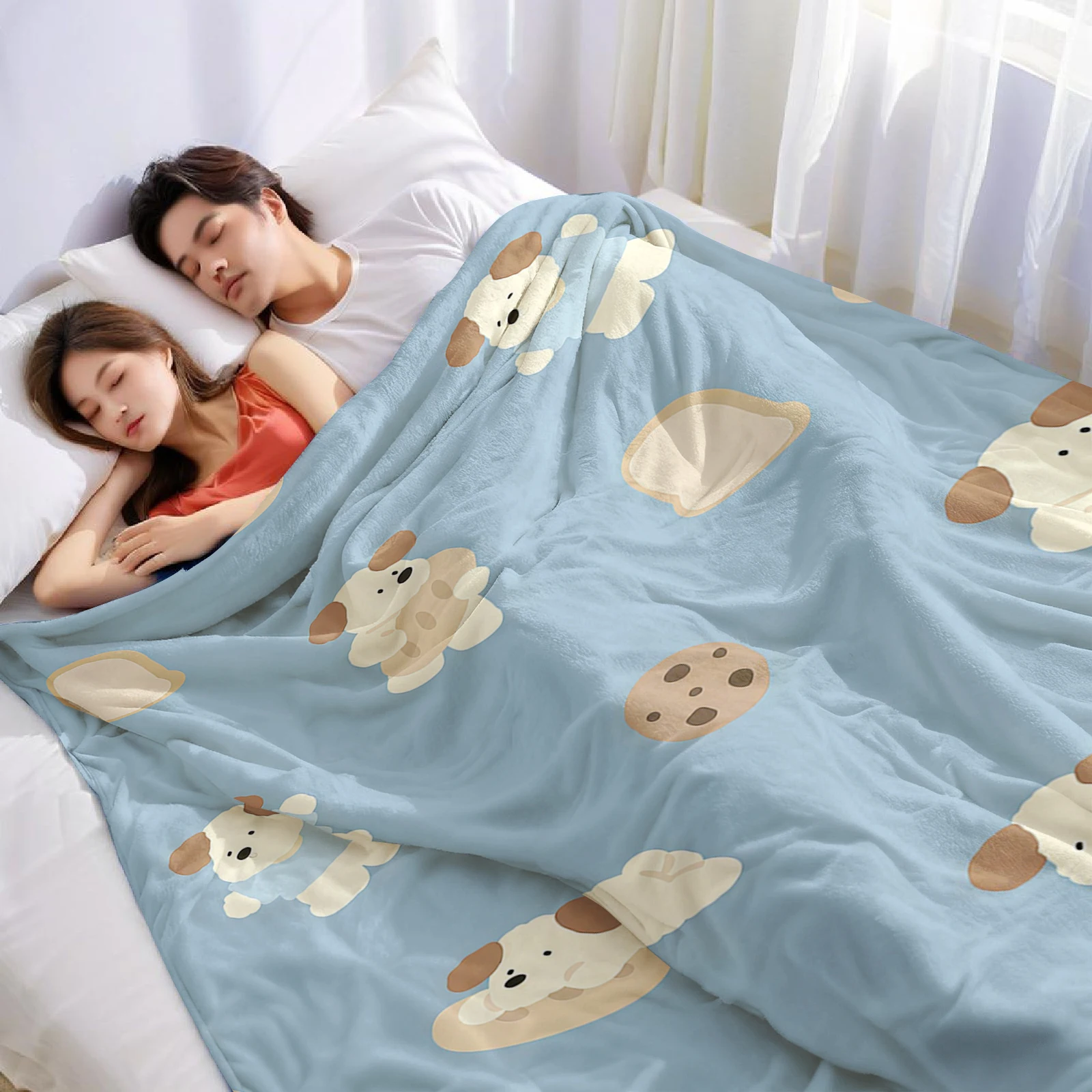 Bread Puppy Lightweight Microfiber Flannel Blanket Soft Warm Cozy Throw All Season for Bed Sofa Office Travel Gift
