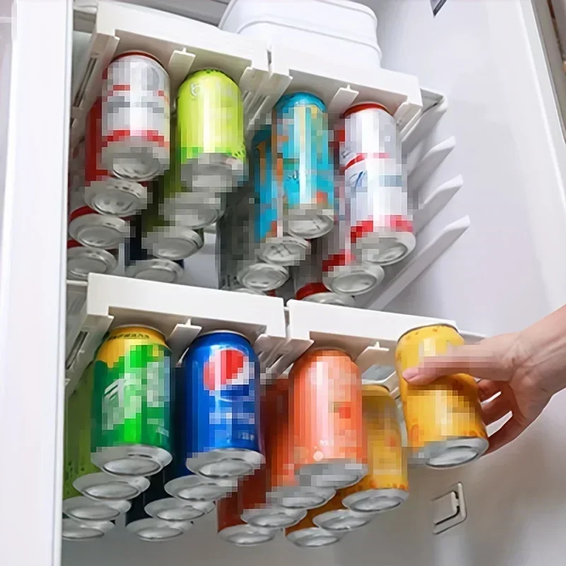 Estante de almacenamiento colgante para refrigerador, organizador de latas de refresco para cerveza, coca cola, latas Pop, soporte para bebidas montable para nevera que ahorra espacio