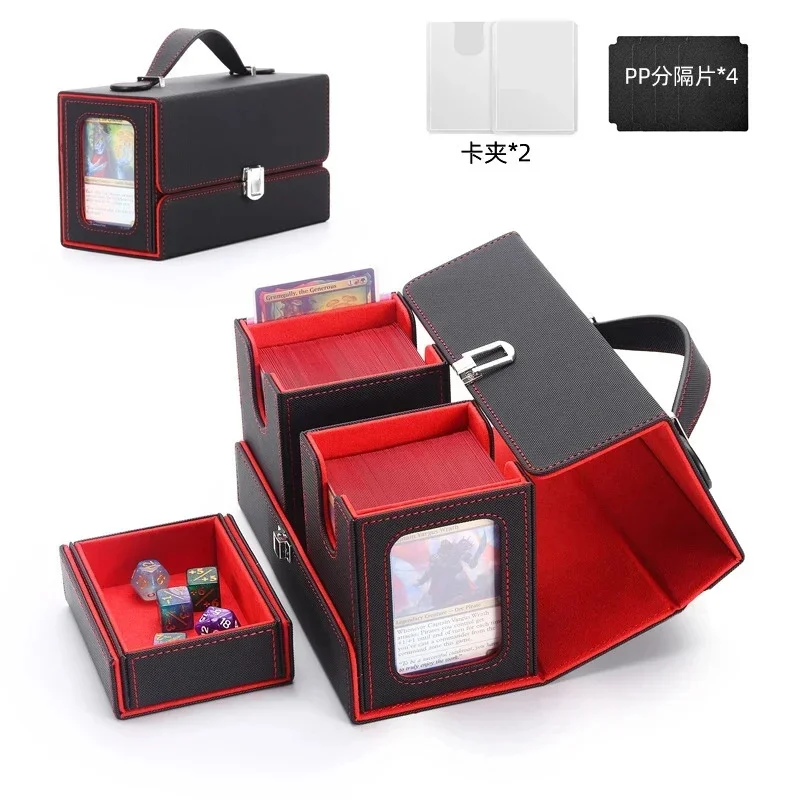 Dual Slot Portable Deck Box With Removable Inner Case And Window Organizer For Trading Card Collectors Players Travel Gift