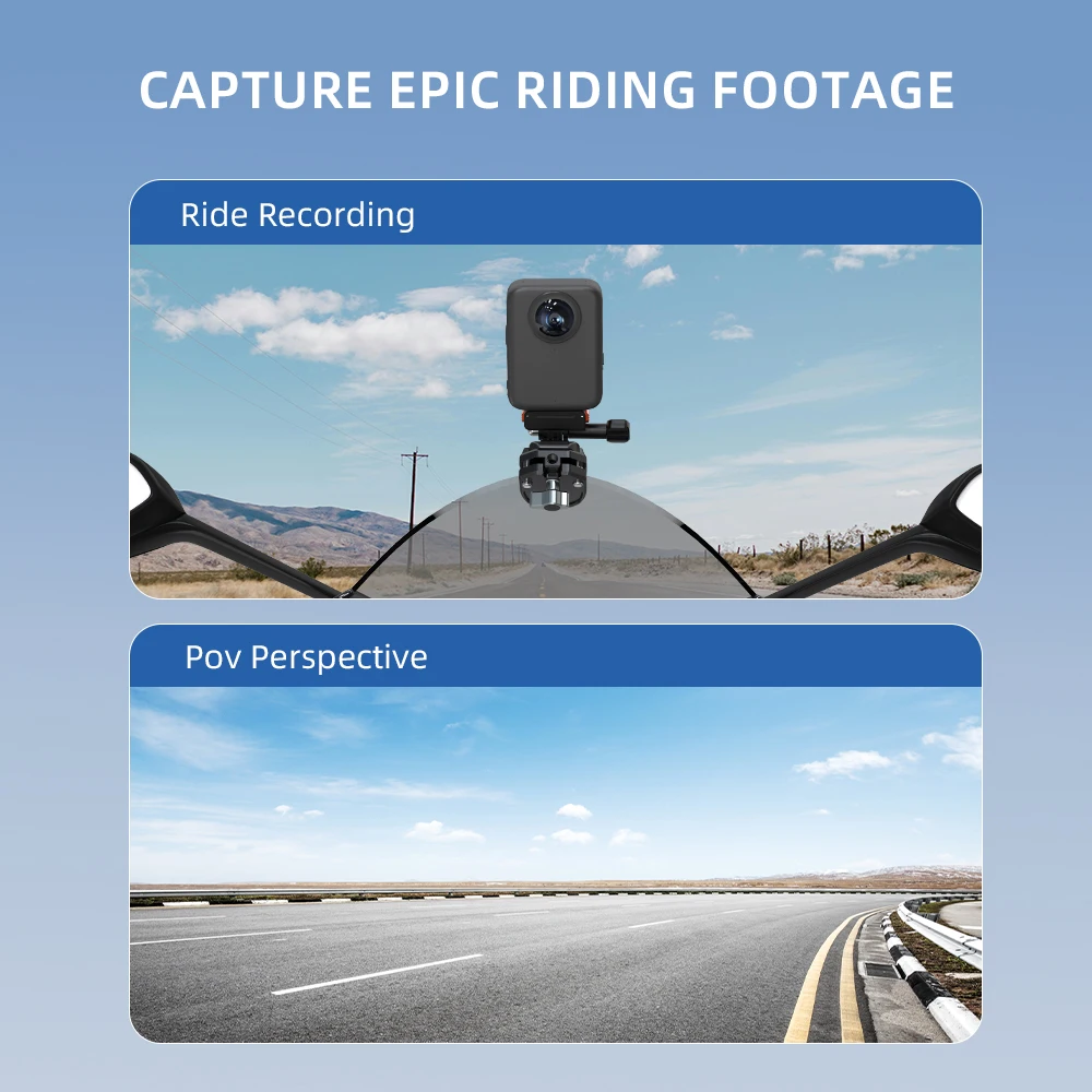 مشبك تثبيت على الزجاج الأمامي للدراجات النارية مشبك من الألومنيوم لملحقات كاميرا DJI Action5 Pro/4/Osmo 360/Insta360 X5