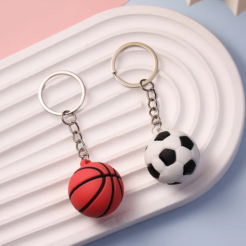 Creative Simulation Football Rugby Tennis Volleyball Key Spike Ball Series Basketball Key Chain Small Pendant Doll Activity Gift