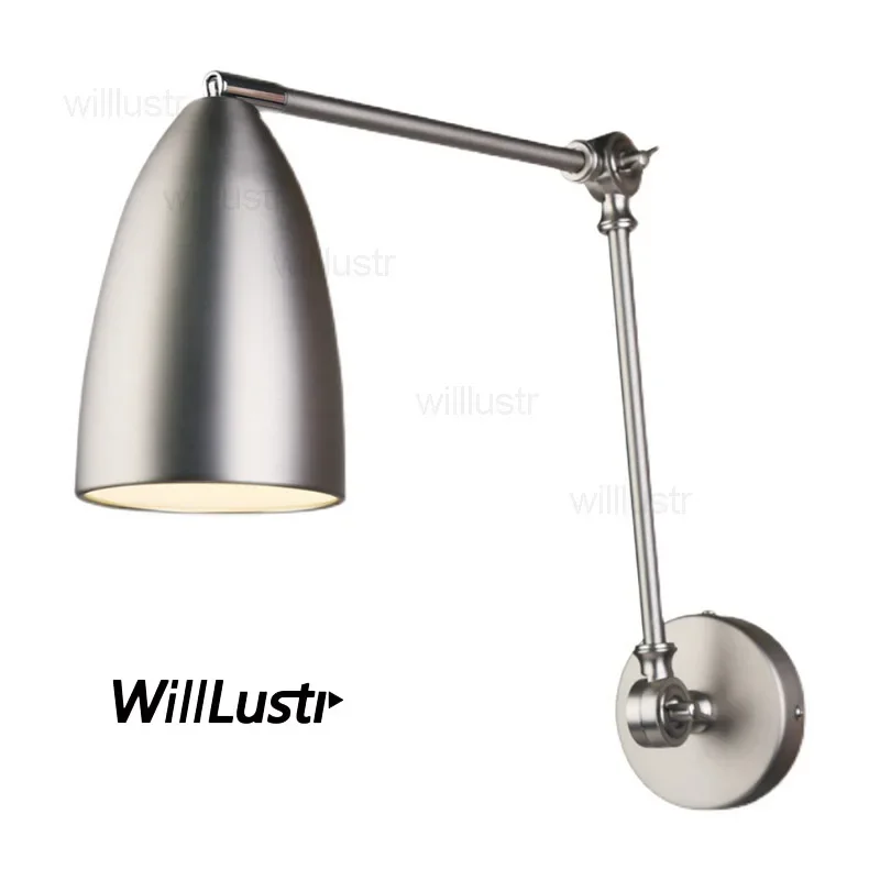 Telescopic Wall Sconce Light Mechanical Arm Lamp Minimalist Black White Nickel Bedside Sofa Side Bedroom Hotel Modern Lights