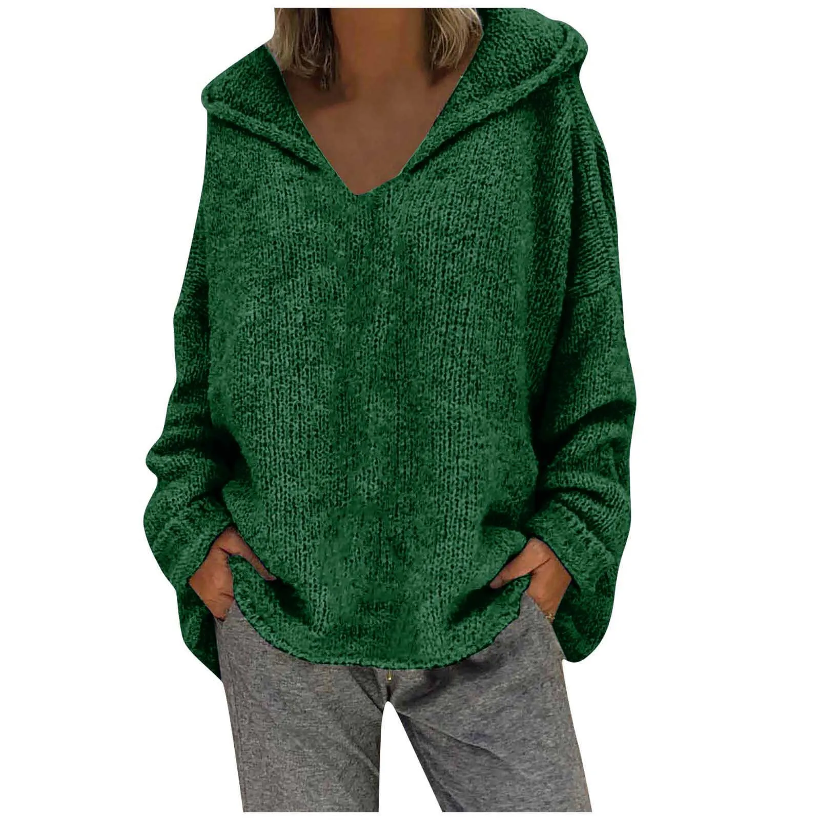 Women Sweater Autumn Winter Solid Color Hooded Pullover Bohemia Style Loose Comfort свитер женский 2024 Oversize Knitted Sweat