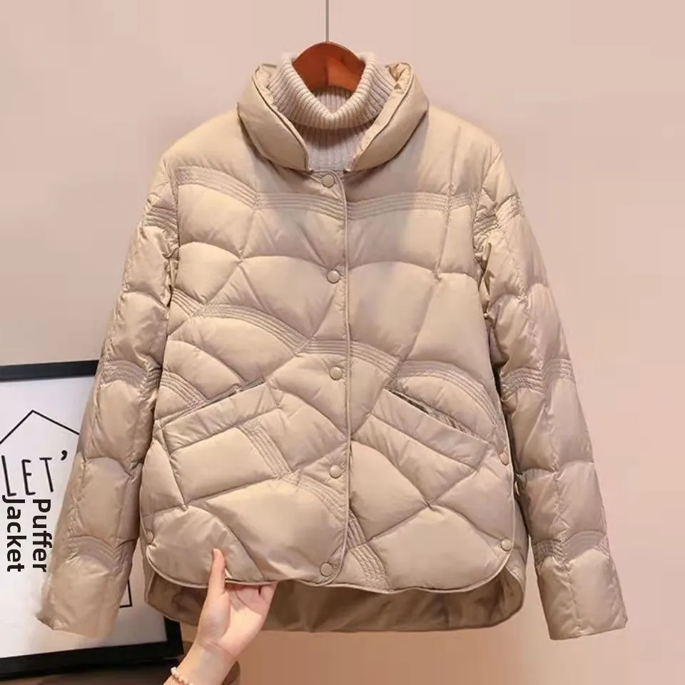 

Winter Outerwear Coat Stylish Compact Size Autumn Lightweight Short White Duck down Jacket Women's Fashionable Trendy Grey